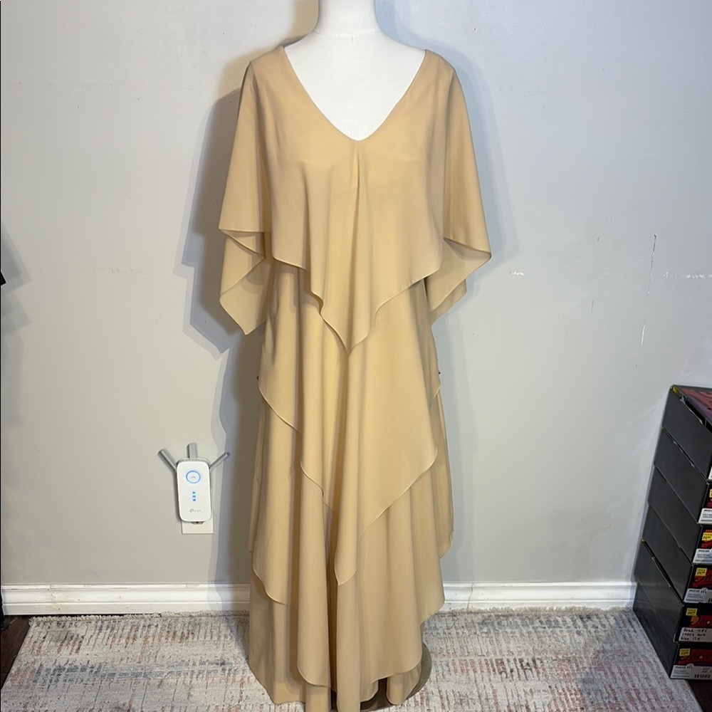 Vintage Y2K Cream Asymmetrical Sundress with Flutter Sleeves